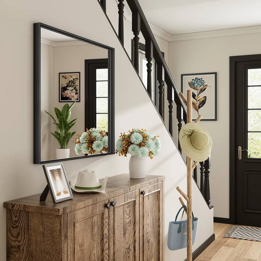 Aluminum Alloy Framed French Cleat Mounted Tempered Glass Wall Vanity Mirror