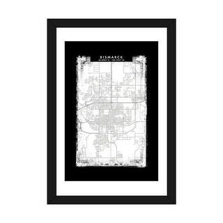 iCanvas quot Bismarck North Dakota City Map Black White Grey Style quot by