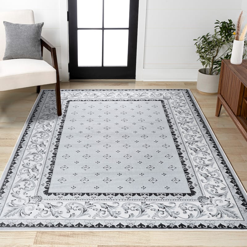 JONATHAN Y Marrakesh French Border Area Rug - 8 X 10 - Light Gray/Cream