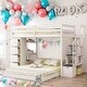 preview thumbnail 1 of 7, Twin Over Full Bunk Bed With 3-layer Shelves,Drawers And Storage Stairs White