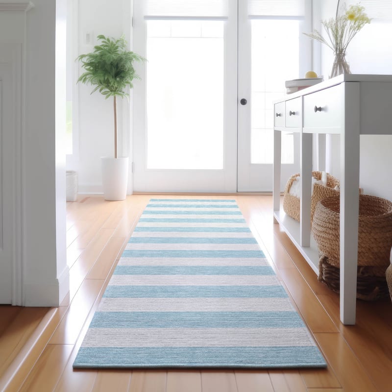 Premium Washable Super Soft Cabana Stripe Mayfield Rug - Sky - 2' 3" x 7' 6" - Runner