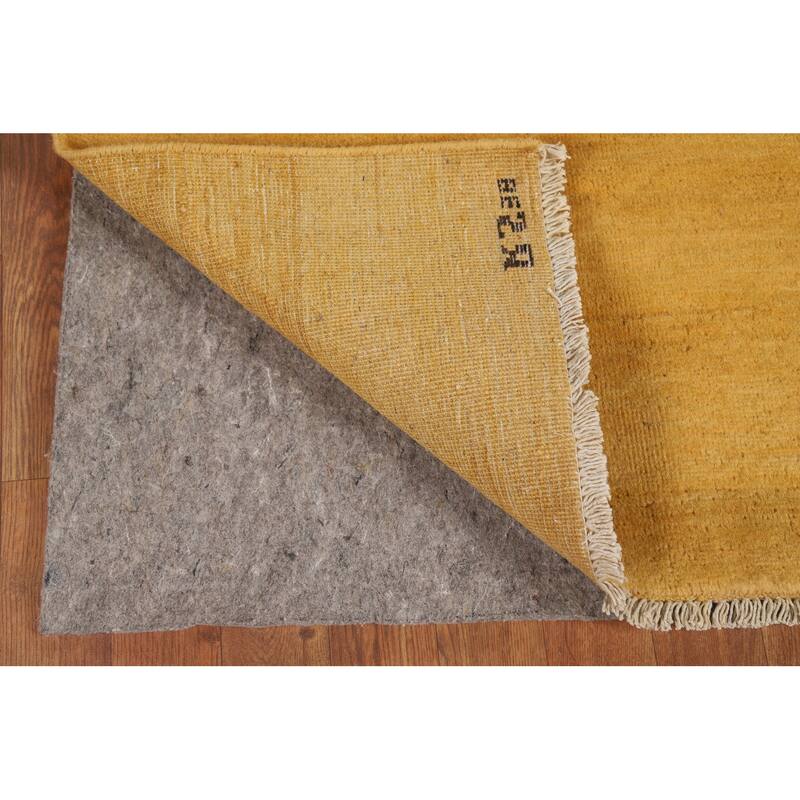 Yellow Gold Modern Gabbeh Oriental Foyer Rug Handmade Wool Carpet - 3'4"x 4'10"