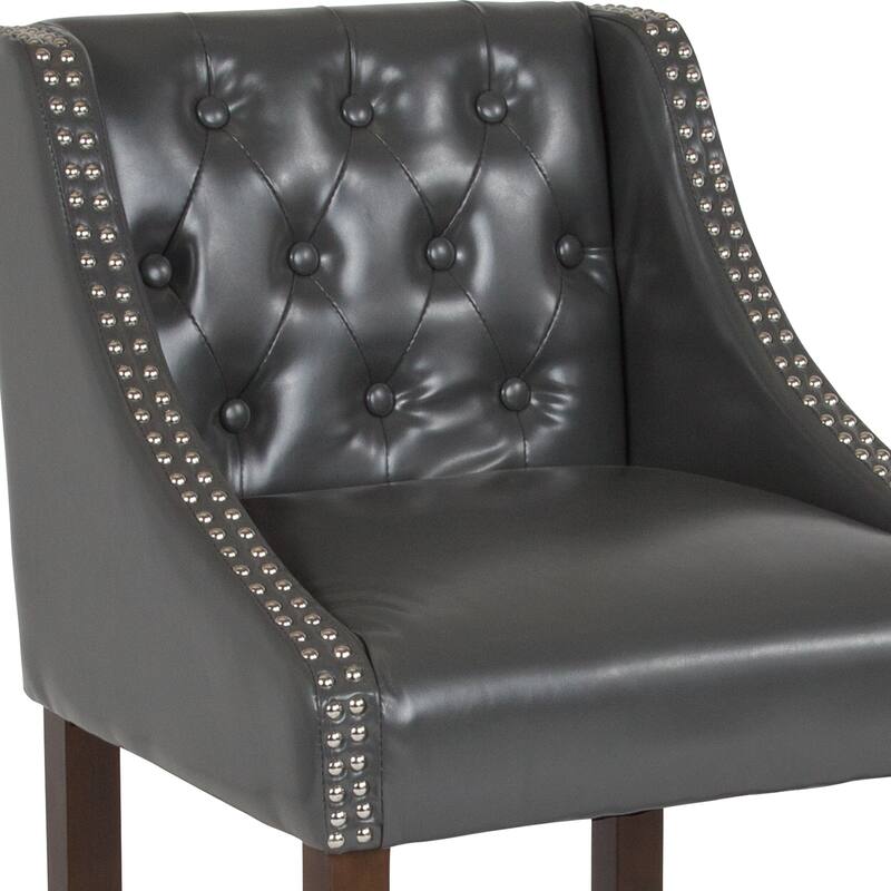 Transitional Tufted Upholstered/Walnut Finish Counter Stool (Set of 2)