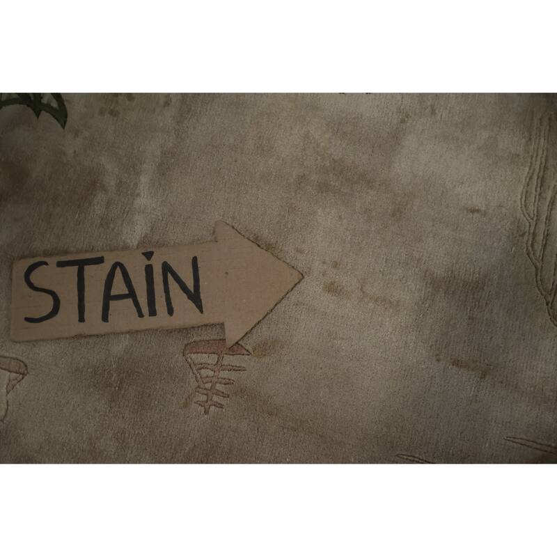 Hand Knotted Oriental Silk Carpet Traditional Pictorial Brown Art Deco Area Rug - 9' 2'' X 6' 0''