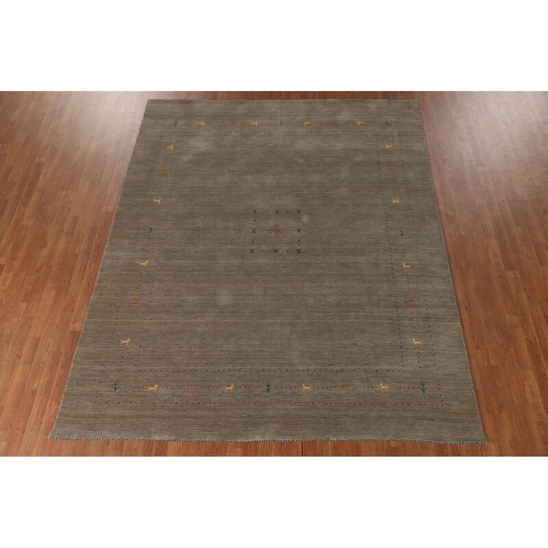 Tribal Gabbeh Indian Area Rug Handmade Wool Carpet - 8'0" x 9'9"