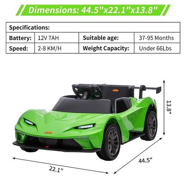 dimension image slide 0 of 4, Ride on Sports Car, 12V 7AH Battery Powered Electric Ride on Car with Remote Control