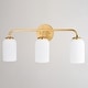 preview thumbnail 9 of 10, Shelby Natural Brass Gold Transitional Lighting Fixture, Frosted White Opal Glass Cylinder Shade, Dimmable, LED Compatible