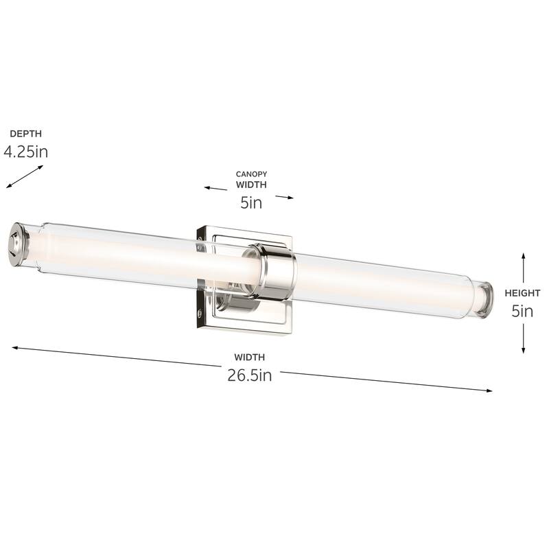 Kichler Lighting Laurene 26.5" Linear Bath Bar Medium LED with Clear Glass in Polished Nickel