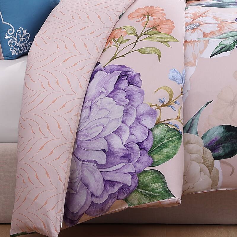 Bebejan Bright Bouquet 100% Cotton Sateen 5 Piece Reversible Comforter Set