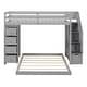 preview thumbnail 16 of 16, Twin Over Full Bunk Bed with 3-layer Shelves, Drawers and Storage Stairs,