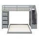 preview thumbnail 13 of 16, Twin Over Full Size Bunk Bed with Shelves and Storage, White