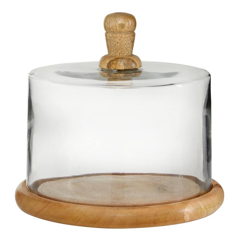 Glass Cake Stand with Glass Lid - Brown - Roche River Decor - Brown