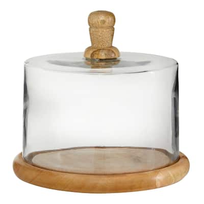 Glass Cake Stand with Glass Lid - Brown - Roche River Decor