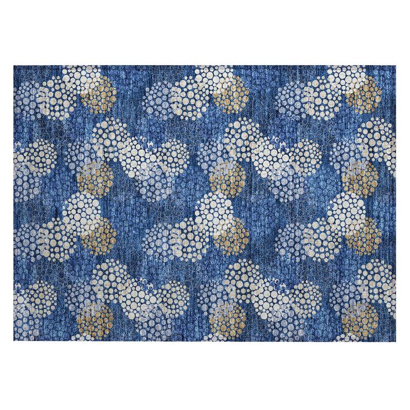 Machine Washable Indoor/ Outdoor Chantille Modern Bubbles Rug