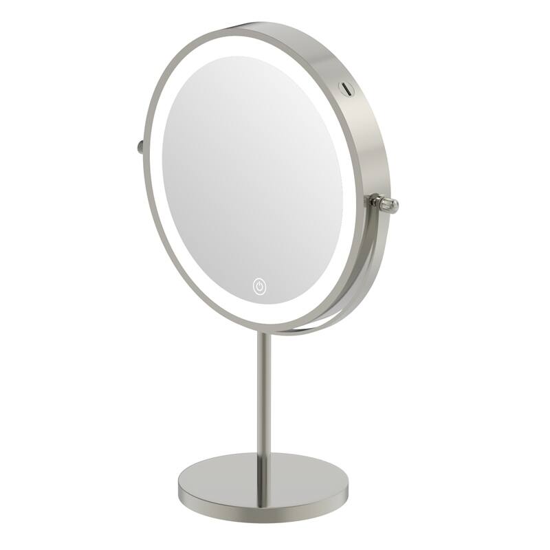 1X/10X 360 Rotation Makeup Mirror w/ Lights, 3 Color Lighting Dimmable