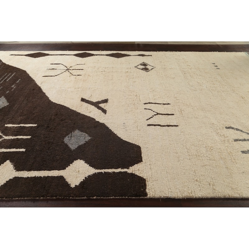 Tribal Oriental Moroccan Area Rug Wool Hand-knotted Living Room Carpet - 9'8" x 14'9"