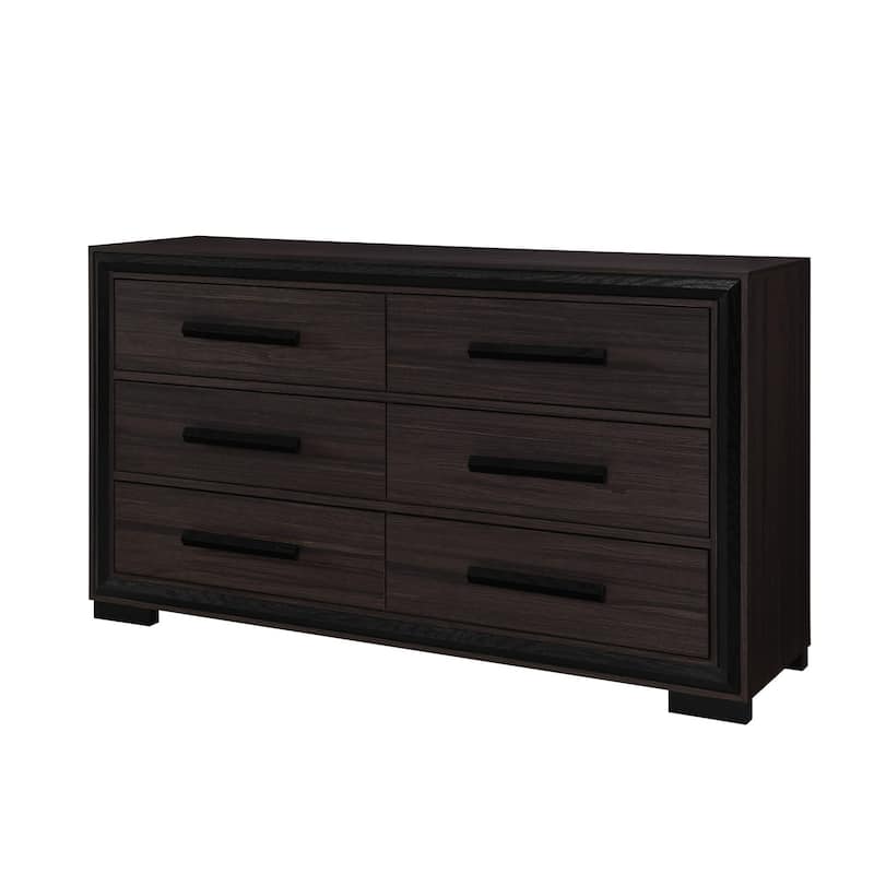 HomeRoots 60" Brown Wood Six Drawer Double Dresser