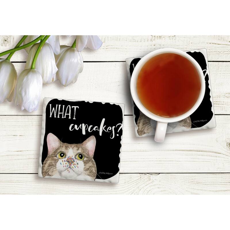 Counterart Absorbent Stone Coasters - What Cupcakes - Set of 4 - 4x4x1.530