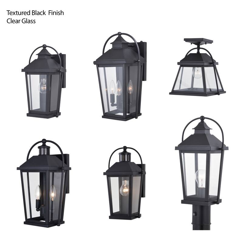Lexington Aluminum Black Motion Sensor Dusk to Dawn Outdoor Wall Light Clear Glass