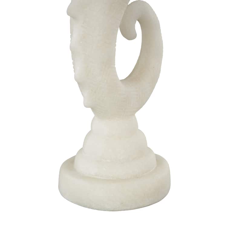 White Polystone Sea Horse Decorative Sculpture with Shimmering Details