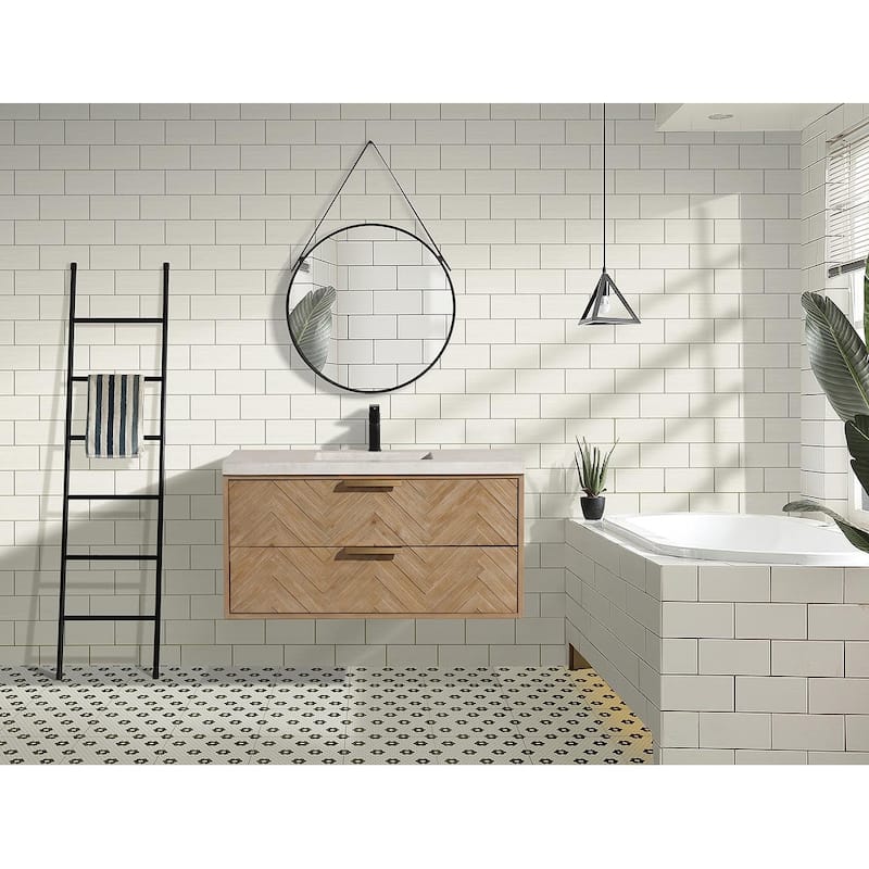 Ari Bath Carlsbad 42" Floating Bathroom Vanity Weathered Fir