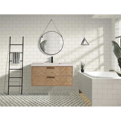 Ari Bath Carlsbad 42" Floating Bathroom Vanity Weathered Fir