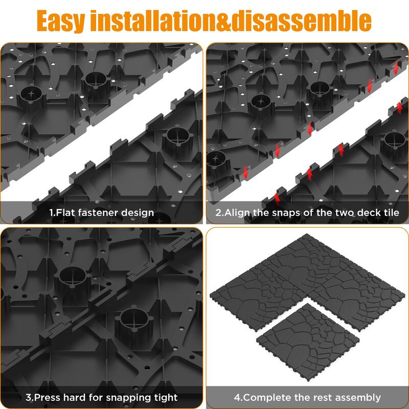 Stone texture 12" Patio Deck Tiles, DIY Module Interlocking Decking Tiles Floor Tile,Easy and Quick Installation Court Tiles