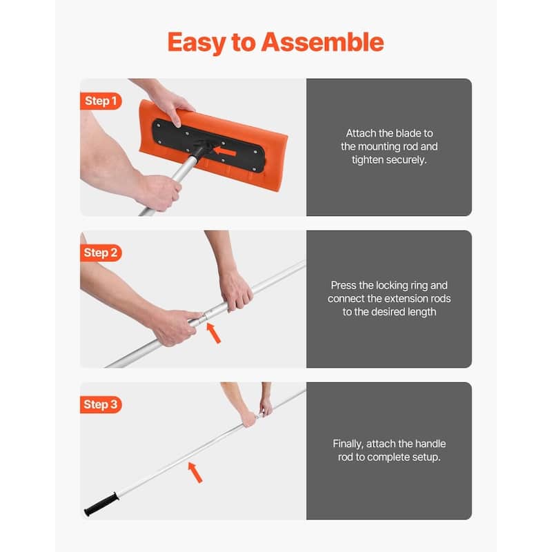 17.7-Inch Foam Blade Roof Snow Rake with Adjustable Aluminum Handle for Easy Snow Removal - 88.58-221.26 x 17.72 x 6.30 in