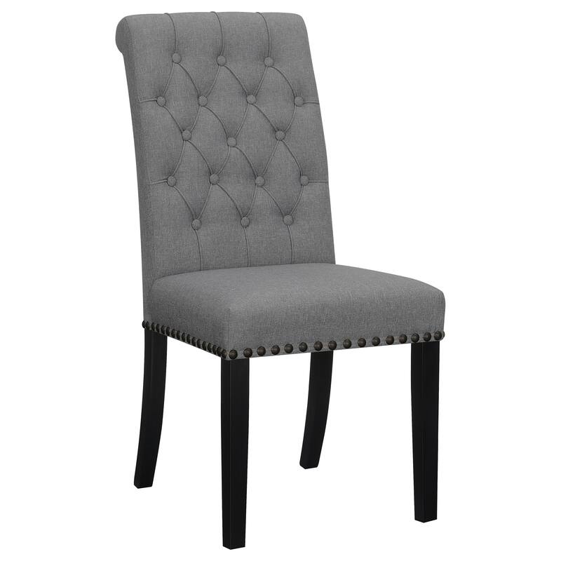 2pc Set Luxurious Feel Button-Tufted High Back Elegant Rolled Top Velvet Fabric Upholstered Nailhead Trim Tapered Legs