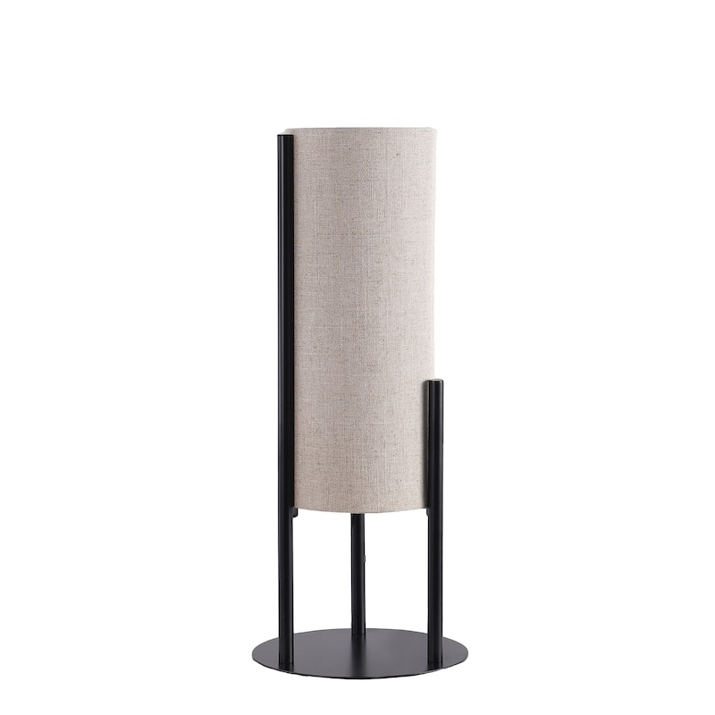 22 In. H Modern Upright Beige Linen Drum Accent Table Lamp