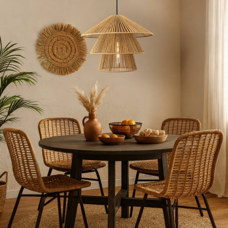 Innovations Lighting Canton - 1 Light 19" Cord Hung Pendant - Matte Black Finish - Natural Shade