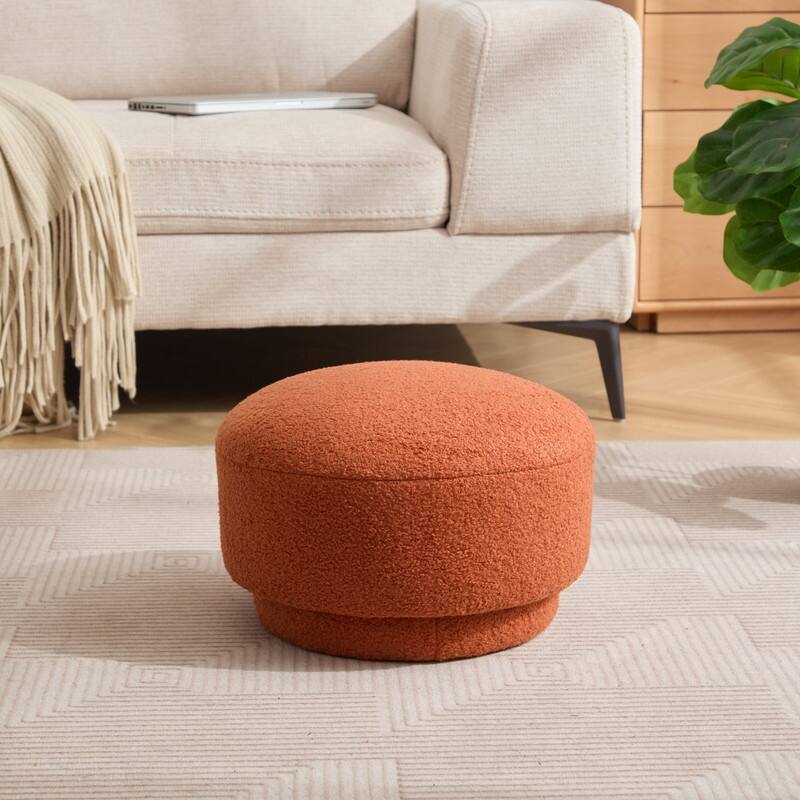 Modern Teddy Upholstered Mushroom Shape Ottoman - Orange