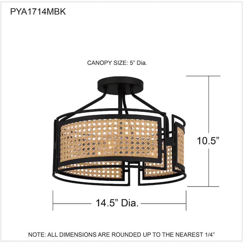 Priya 3-Light Matte Black Semi-Flush Mount