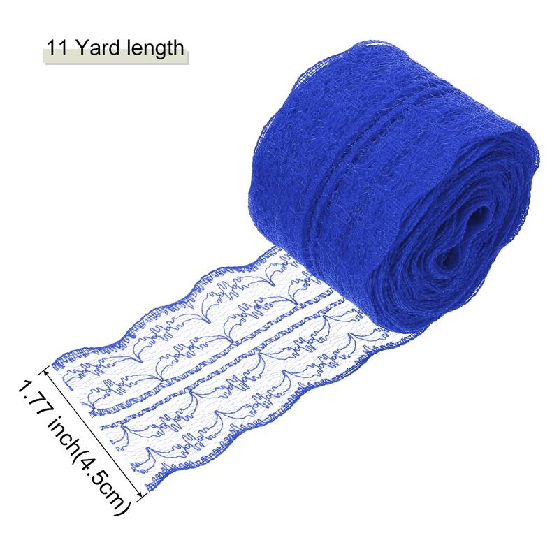 1.8 Inch Wide 11 Yard Lace Ribbon Floral Pattern Red Lace Trim Ribbon - Dark Blue