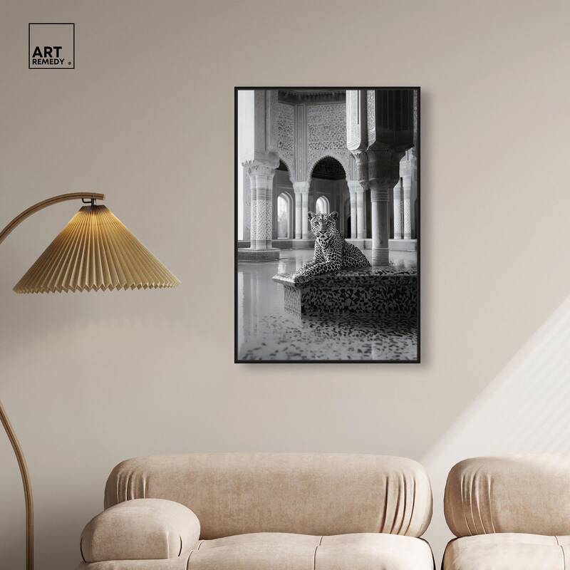 Peaceful Posing Leopard Noir Canvas by Art Remedy