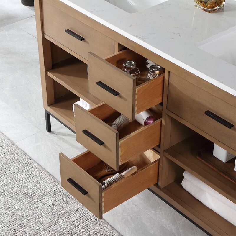 Altair Kesia Bathroom Vanity with Composite Stone Countertop with Mirror