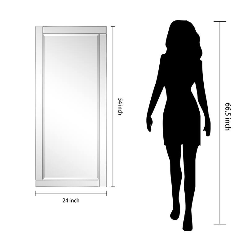 Moderno Beveled Rectangle Wall Mirror, Solid Wood Frame,1"-Beveled Center Mirror, Ready to Hang - Clear
