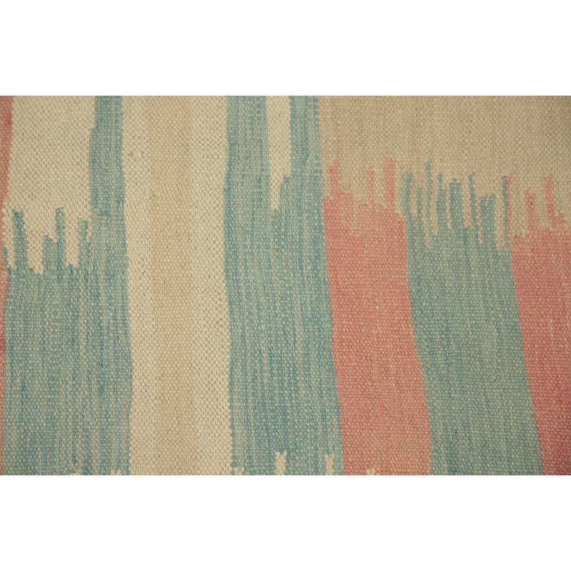 Hand Woven Oriental 100% Wool Carpet Southwestern Tribal Beige & Ivories Kilim Area Rug - 5' 8'' X 3' 10''