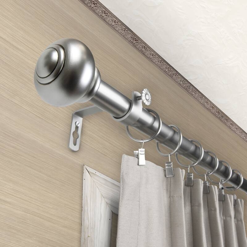 InStyleDesign Coiled 1 inch Diameter Adjustable Curtain Rod - 48 to 84 inches - Satin Nickel