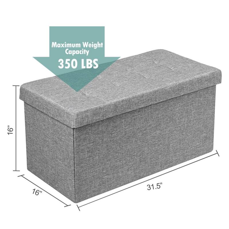 Foldable Storage Ottoman Bench with Removable Bin Upholstered Seat Chest for Bedroom Living Room Entryway