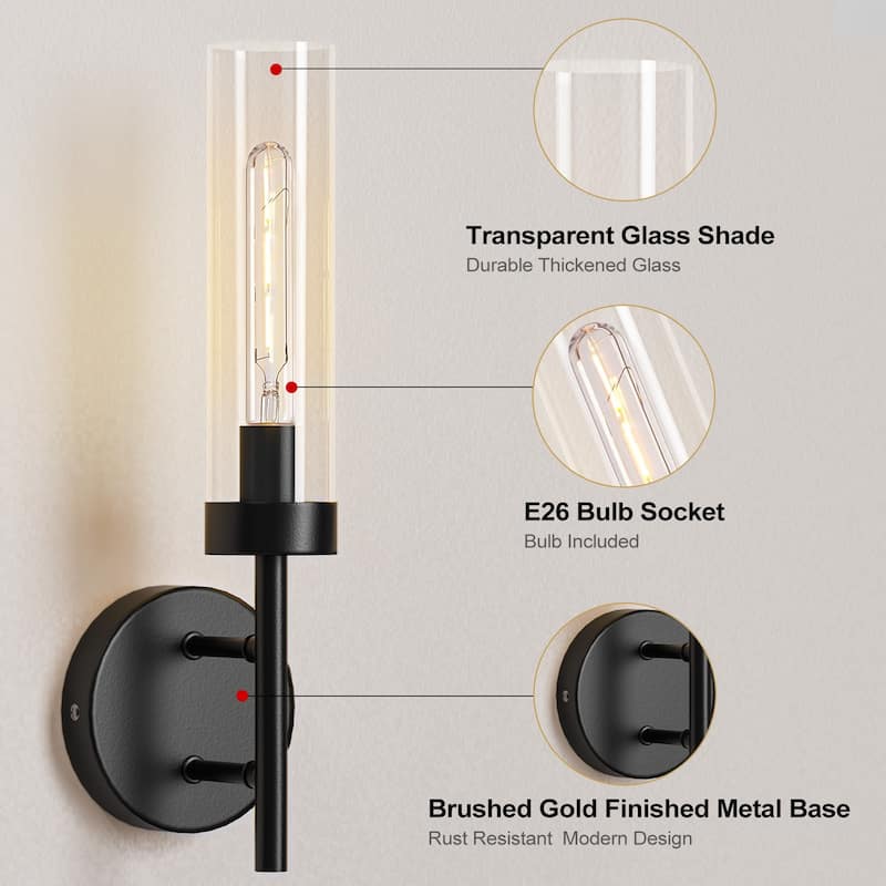 Modern Wall Sconce 2-Pack Wall Lighting Glass Lampshade