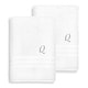 preview thumbnail 15 of 27, Authentic Hotel and Spa Omni Turkish Cotton Terry Set of 2 White Bath Towels with Grey Script Monogrammed Initial White/Q