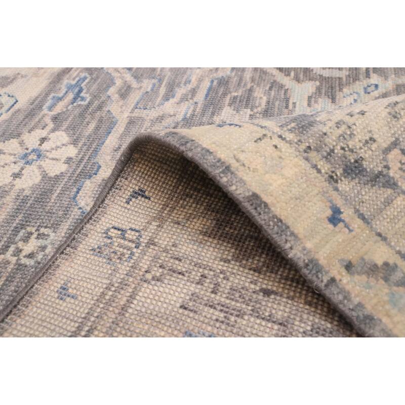 ECARPETGALLERY Hand-knotted Modern Oushak Dark Grey Wool Rug - 8'0 x 10'3