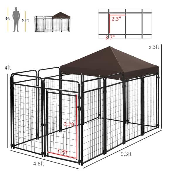 PawHut Dog Kennel Outdoor with Waterproof Canopy, Dog Run with