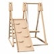 preview thumbnail 2 of 3, 4-in-1 Foldable Playset Indoor Jungle Gym Playset w/Interchangeable Swing, Slide and Rock Wall