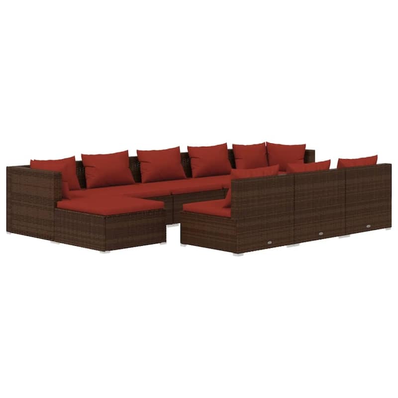 vidaXL Patio Lounge Set Outdoor Sectional Sofa Set Table Garden Poly Rattan - 27.6" x 27.6" x 23.8"