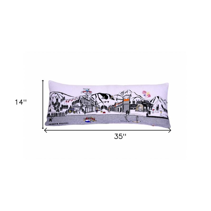 35" White Jackson Daylight Skyline Lumbar Decorative Pillow