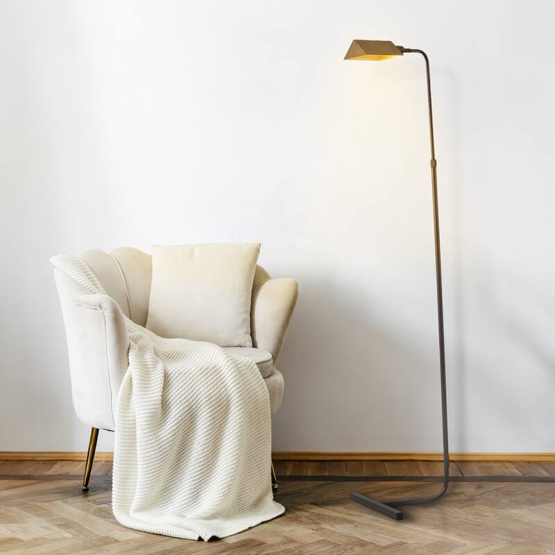 Shishen 66" MidCentury Industrial Metal Adjustable Pharmacy LED Floor Lamp, Oil Rubbed Bronze, by JONATHAN Y