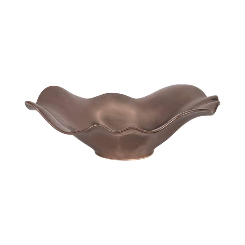 Sagebrook Home 18" Metal Ruffled Edge Bowl, 6"H - 18" x 14" x 6"