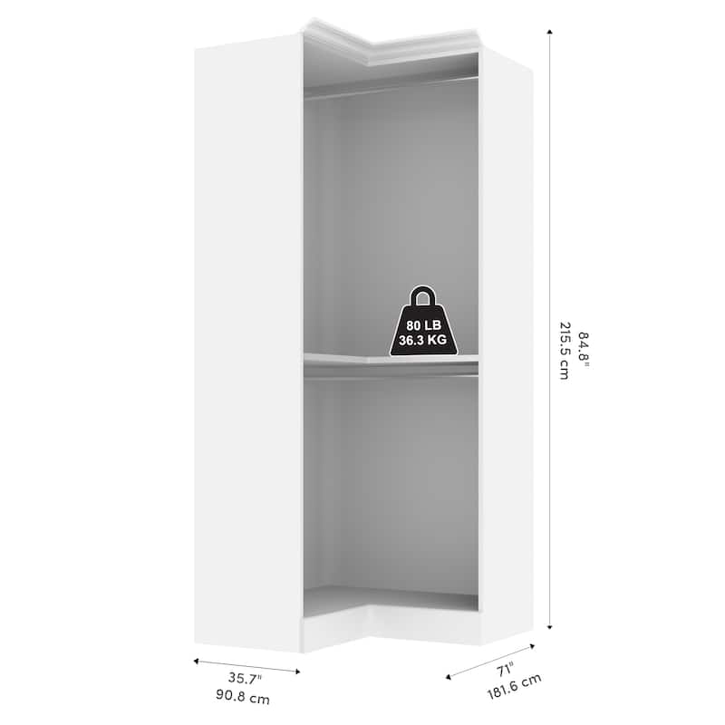 Versatile 36W Corner Closet Organizer and Wardrobe by Bestar